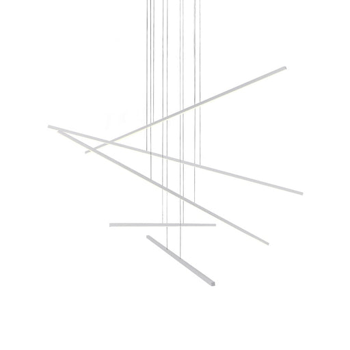 Kuzco Vega Minor 47in 5-Light Multi Pendant | Modern Brushed Nickel and White Acrylic Diffuser | Kitchen Island & Dining Room | Model MP18205-BN