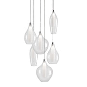 Kuzco Victoria 131in 6-Light LED Multi Pendant | Modern Chrome and Opal Glass | Kitchen Island & Dining Room | 1440lm 3000K Dimmable | Model MP3006