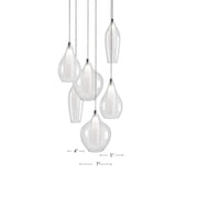 Kuzco Victoria 131in 6-Light LED Multi Pendant | Modern Chrome and Opal Glass | Kitchen Island & Dining Room | 1440lm 3000K Dimmable | Model MP3006