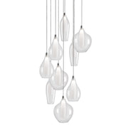 Kuzco Victoria 9-Head LED Multi Pendant | Chrome Metal and Clear Glass with Opal Inner | Dining Room & Open Living Area | Model MP3009