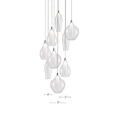 Kuzco Victoria 9-Head LED Multi Pendant | Chrome Metal and Clear Glass with Opal Inner | Dining Room & Open Living Area | Model MP3009