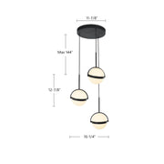 Kuzco Globo 16in 3-Light LED Pendant | Modern Matte Black and Frosted Acrylic | Kitchen Island & Dining Room | Model MP301003MB