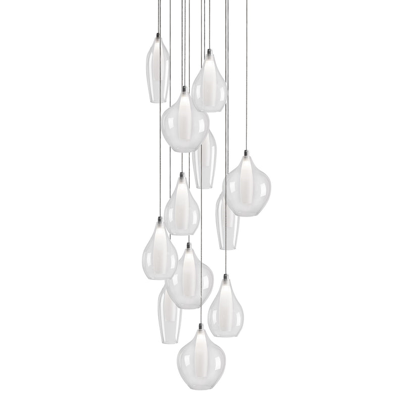 Kuzco Victoria 19in 12-Light LED Multi Pendant | Chrome and Opal Glass | Dining Room & Living Room | 19 x 19 x 131 in | Model MP3012