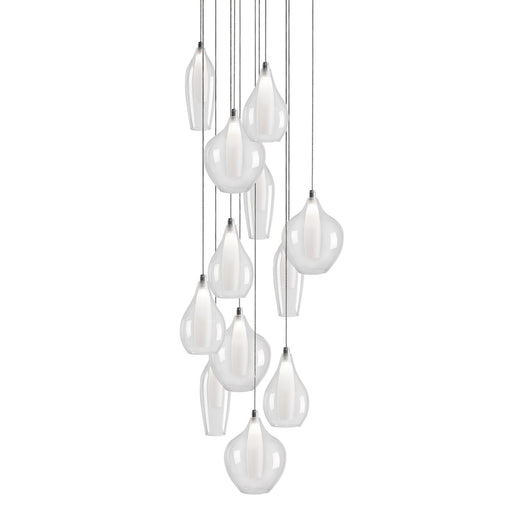 Kuzco Victoria 19in 12-Light LED Multi Pendant | Chrome and Opal Glass | Dining Room & Living Room | 19 x 19 x 131 in | Model MP3012