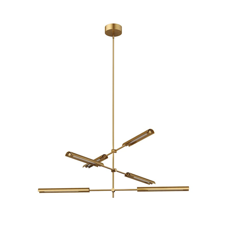 Kuzco Astrid 42in 6-Light LED Pendant | Mid-Century Vintage Brass Metal and Clear Glass | Kitchen Island & Dining Room | Model MP316406VBMS
