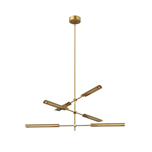 Kuzco Astrid 42in 6-Light LED Pendant | Mid-Century Vintage Brass Metal and Clear Glass | Kitchen Island & Dining Room | Model MP316406VBMS