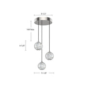 Kuzco Marni 11in 3-Light LED Multi Pendant | Glamorous Natural Brass and Clear Carved Acrylic | Kitchen Island & Dining Room | Model MP321203NB