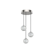Kuzco Alora Marni 3-Light LED Pendant | Polished Nickel and Clear Carved Acrylic | Kitchen Island & Dining Room | 11.12in Dia | Model MP321203PN