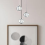 Kuzco Alora Marni 3-Light LED Pendant | Polished Nickel and Clear Carved Acrylic | Kitchen Island & Dining Room | 11.12in Dia | Model MP321203PN