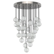 Kuzco Marni 30-Head LED Multi Pendant | Polished Nickel and Clear Carved Acrylic | Living Room & Dining Room | 25.6 x 4.8 in | Model MP321230PN