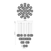 Kuzco Marni 30-Head LED Multi Pendant | Polished Nickel and Clear Carved Acrylic | Living Room & Dining Room | 25.6 x 4.8 in | Model MP321230PN