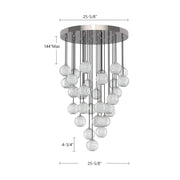 Kuzco Marni 30-Head LED Multi Pendant | Polished Nickel and Clear Carved Acrylic | Living Room & Dining Room | 25.6 x 4.8 in | Model MP321230PN