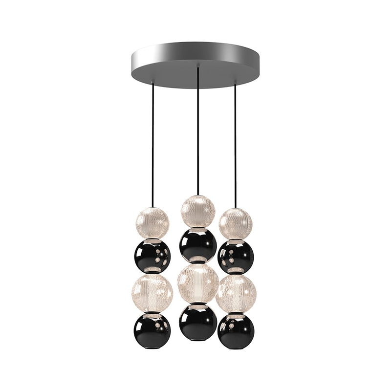 Kuzco Alora Onyx 15in 3-Light LED Pendant | Polished Nickel and Clear Carved Acrylic | Kitchen Island & Dining Room | Model MP321803PN
