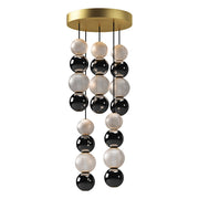 Kuzco Onyx 15in 5-Light LED Multi Pendant | Modern Natural Brass and Clear Carved Acrylic | Kitchen Island & Dining Room | Model MP321805NB
