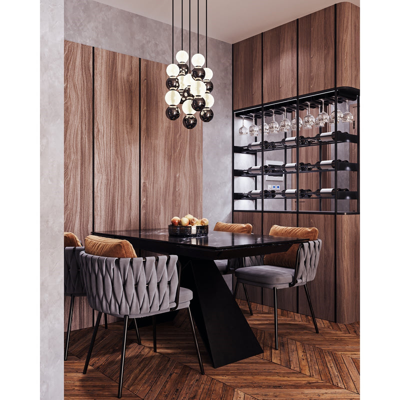 Kuzco Onyx 15in 5-Light LED Multi Pendant | Modern Natural Brass and Clear Carved Acrylic | Kitchen Island & Dining Room | Model MP321805NB