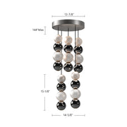 Kuzco Onyx 15in 5-Light LED Multi Pendant | Modern Natural Brass and Clear Carved Acrylic | Kitchen Island & Dining Room | Model MP321805NB