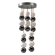 Kuzco Onyx 5-Light LED Multi Pendant | Modern Polished Nickel Aluminum and Clear Carved Acrylic | Kitchen Island & Dining Room | Model MP321805PN