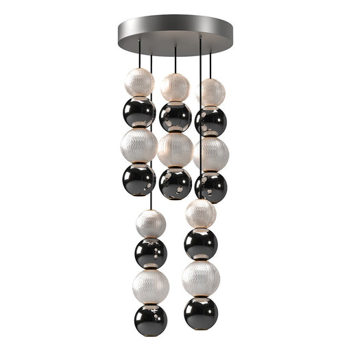 Kuzco Onyx 5-Light LED Multi Pendant | Modern Polished Nickel Aluminum and Clear Carved Acrylic | Kitchen Island & Dining Room | Model MP321805PN