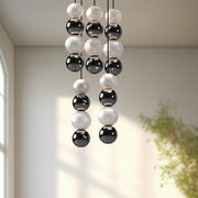 Kuzco Onyx 5-Light LED Multi Pendant | Modern Polished Nickel Aluminum and Clear Carved Acrylic | Kitchen Island & Dining Room | Model MP321805PN