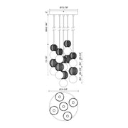 Kuzco Onyx 5-Light LED Multi Pendant | Modern Polished Nickel Aluminum and Clear Carved Acrylic | Kitchen Island & Dining Room | Model MP321805PN