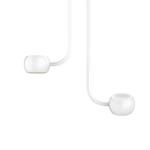 Kuzco Flux LED Multi Pendant | Modern Gloss White Aluminum and Acrylic Diffuser | Living Room & Bedroom | 16.5 x 4.75 x 4.25 in | Model MP46608-GWH