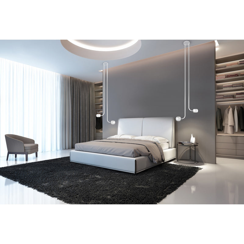 Kuzco Flux LED Multi Pendant | Modern Gloss White Aluminum and Acrylic Diffuser | Living Room & Bedroom | 16.5 x 4.75 x 4.25 in | Model MP46608-GWH