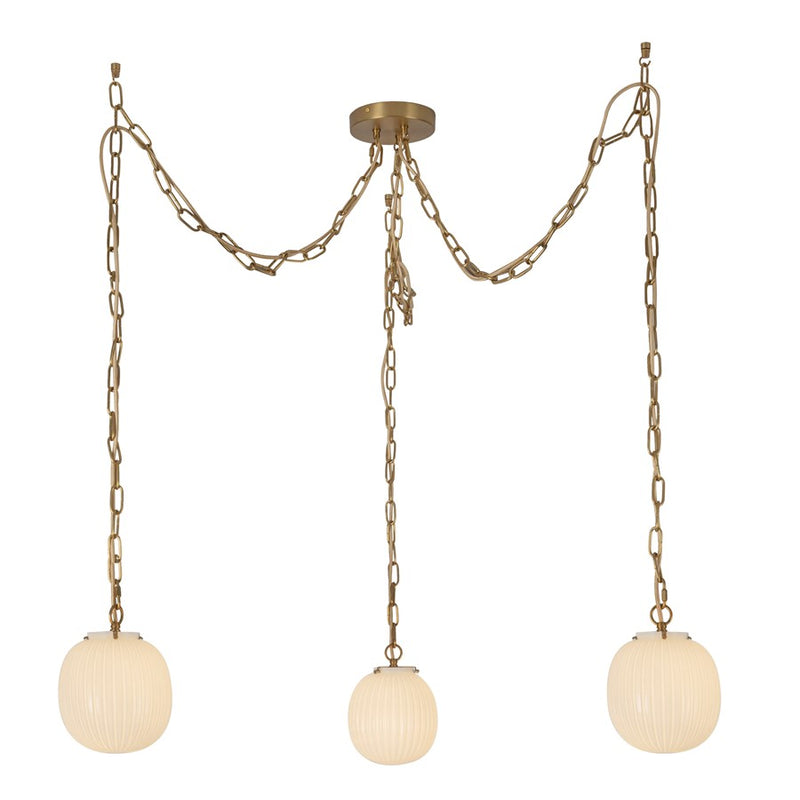 Kuzco Cherise 3Lt 7" Socket Multi Pendant, Gold/Glossy Opal Glass