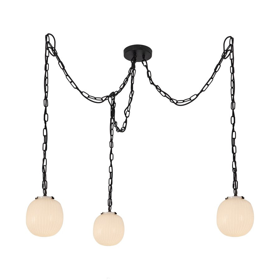 Kuzco Cherise 3Lt 7" Socket Multi Pendant, Black/Glossy Opal - MP579707MBGR