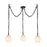 Kuzco Cherise 3Lt 7" Socket Multi Pendant, Black/Glossy Opal