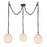 Kuzco Cherise 3Lt 12" Socket Multi Pendant, Black/Glossy Opal