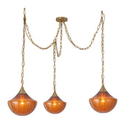 Kuzco Farrah 3-Lt Gold Multi-Lt Pendant, Brushed Gold/Amber - MP651312BGAM