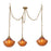 Kuzco Farrah 3-Lt Gold Multi-Lt Pendant, Brushed Gold/Amber - MP651312BGAM