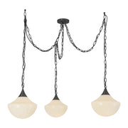 Kuzco Farrah 3Lt Socket Multi Pendant, Black/Glossy Opal Glass - MP651312MBGR