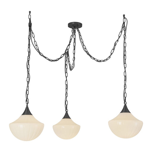 Kuzco Farrah 3Lt Socket Multi Pendant, Black/Glossy Opal Glass - MP651312MBGR