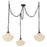Kuzco Farrah 3Lt Socket Multi Pendant, Black/Glossy Opal Glass