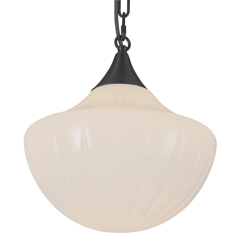 Kuzco Farrah 3Lt Socket Multi Pendant, Black/Glossy Opal Glass