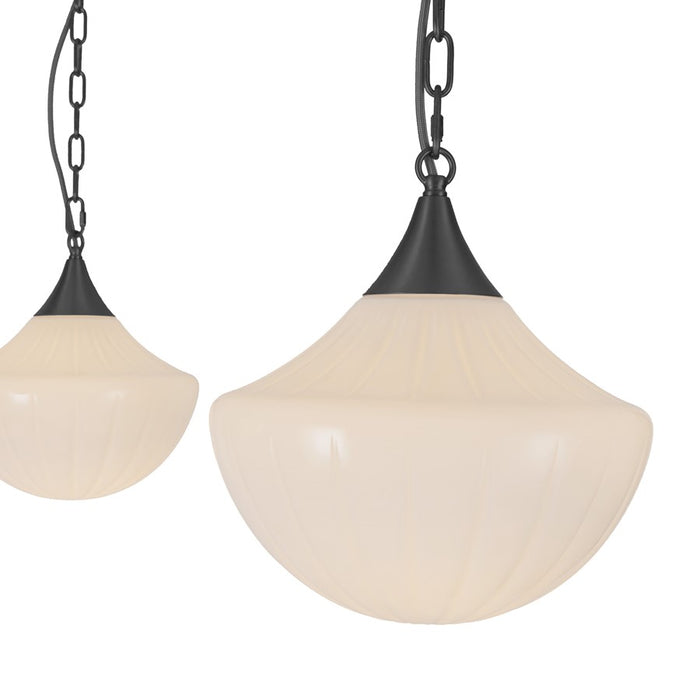 Kuzco Farrah 3Lt Socket Multi Pendant, Black/Glossy Opal Glass