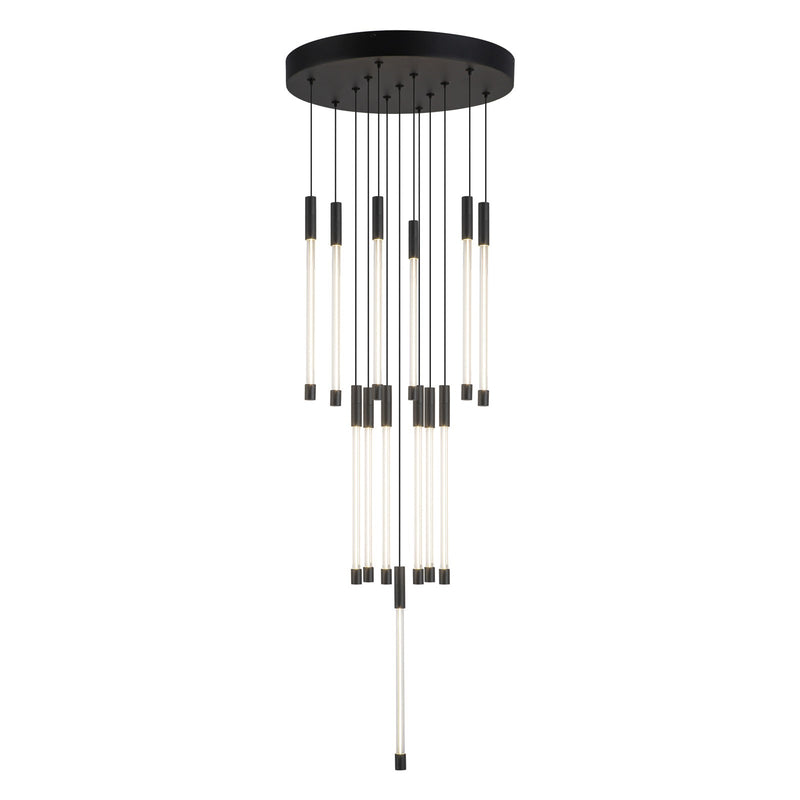 Kuzco Motif 13in 1-Light LED Multi Pendant | Modern Black and Clear Glass | Dining Room & Kitchen Island | 6825lm 2700K Dimmable | Model MP75113-BK