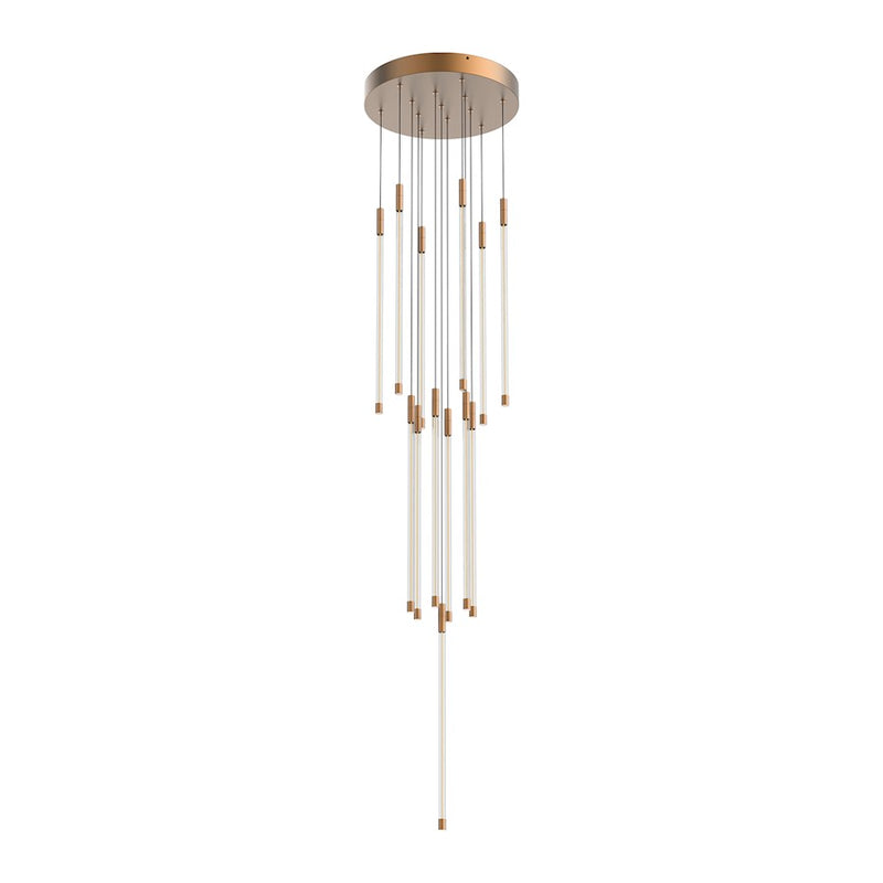 Kuzco Motif 20in 1-Light LED Pendant | Modern Brushed Gold and Clear Glass | Kitchen Island & Dining Room | 20.62 x 12.75 in | Model MP75121-BG