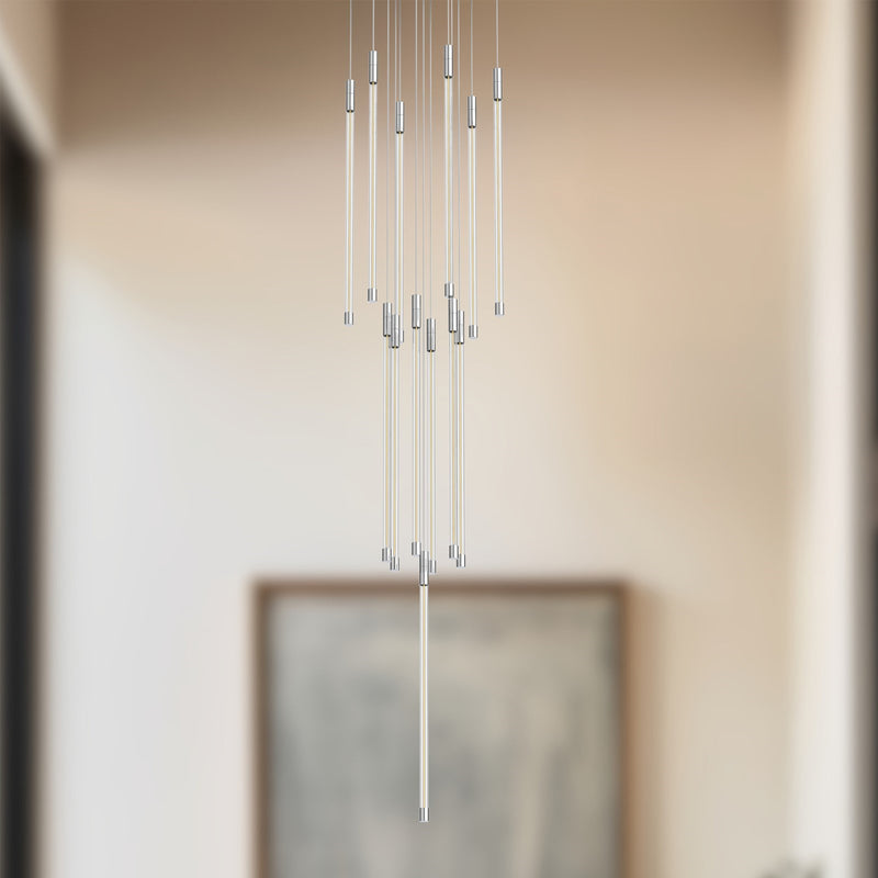 Kuzco Motif 20in LED Multi Pendant | Chrome and Clear Glass | Dining Room & Living Room | 10500lm 2700K 90CRI Dimmable | Model MP75121-CH