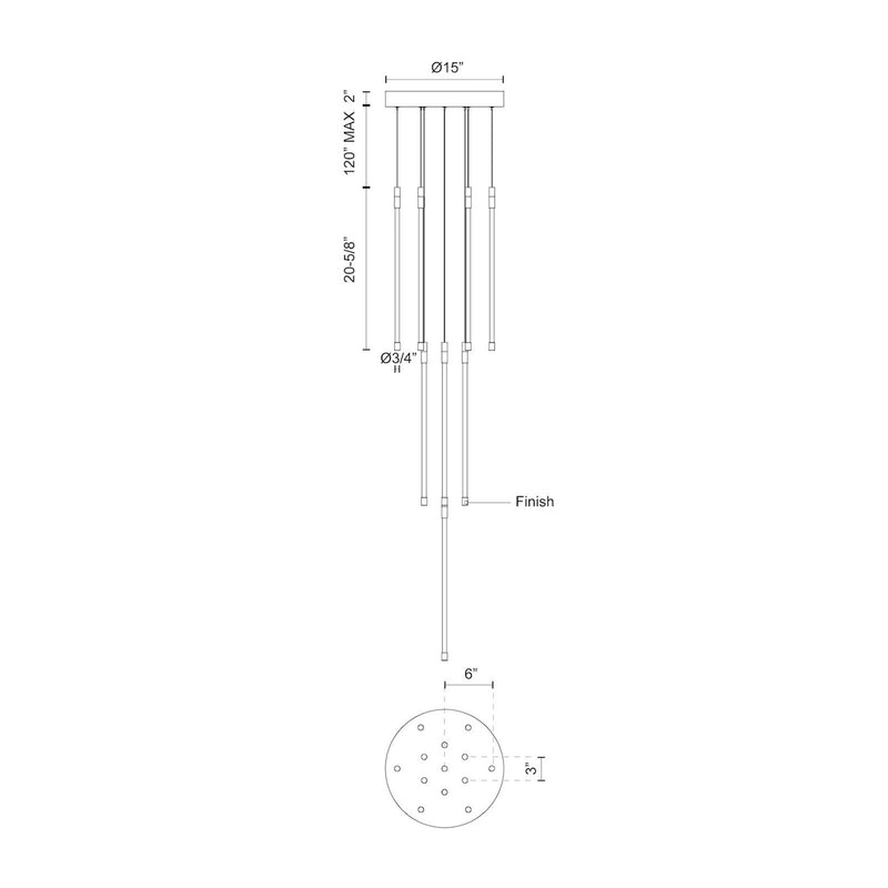 Kuzco Motif 20in LED Multi Pendant | Chrome and Clear Glass | Dining Room & Living Room | 10500lm 2700K 90CRI Dimmable | Model MP75121-CH