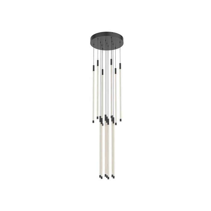 Kuzco Motif 27" LED Multi Pendant, Black/Clear Glass