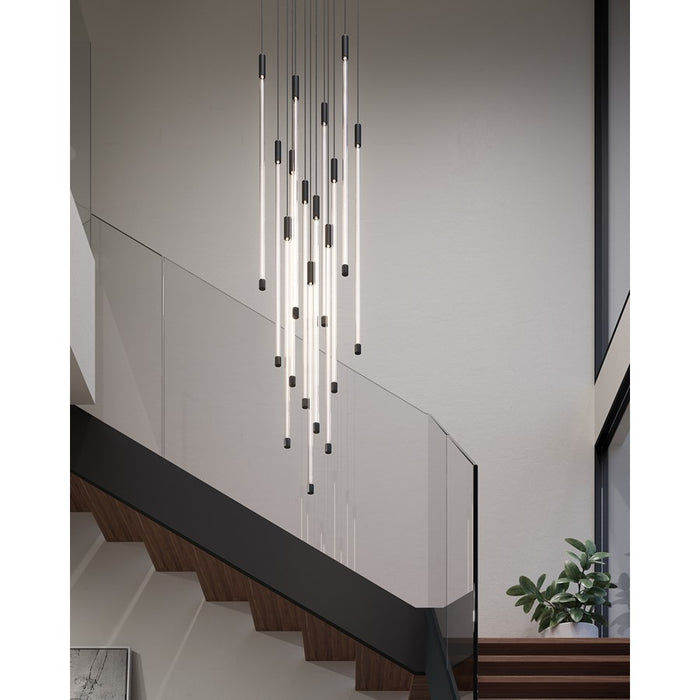 Kuzco Motif 27" LED Multi Pendant, Black/Clear Glass