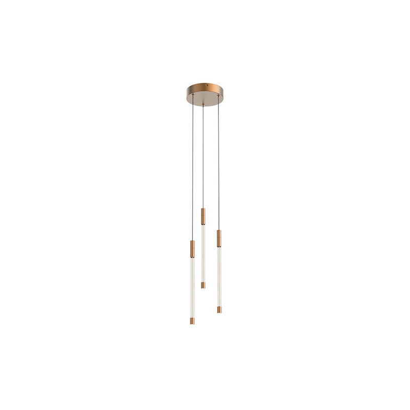 Kuzco Motif 5.5in LED Multi Pendant | Modern Brushed Gold and Clear Glass Cylinder | Kitchen Island & Dining Room | 1600lm 2700K | Model MP75213-BG
