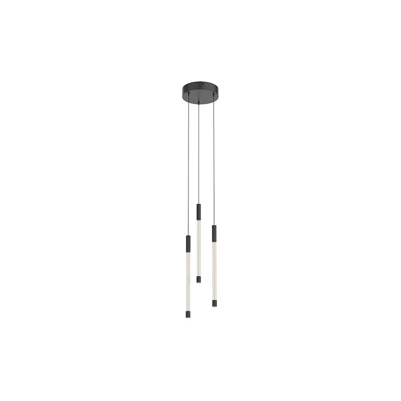 Kuzco Motif 5.5in LED Multi Pendant | Modern Black and Clear Glass | Kitchen Island & Dining Room | 5.5 x 5.5 x 13 in | Model MP75213-BK