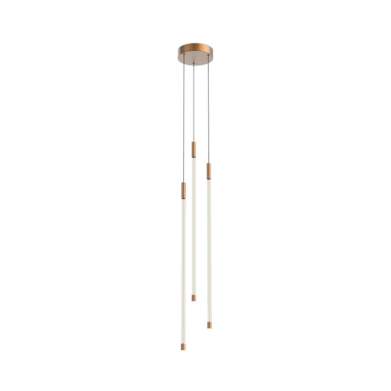 Kuzco Motif 26in 1-Light LED Pendant | Modern Brushed Gold and Clear Glass | Kitchen Island & Dining Room | 26.75 x 5.5 in | Model MP75227-BG