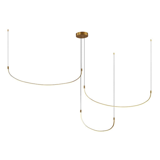 Kuzco Talis 90in LED 70W Multi Pendant | Brushed Gold Organic U-Shape | Kitchen Island & Dining Room | 90 x 90 x 12 in | Model MP89390-BG