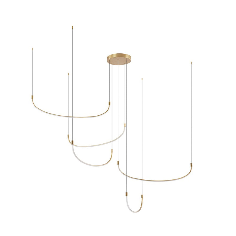 Kuzco Talis 70in 1-Light Multi Pendant | Modern Brushed Gold Aluminum and White Silicone Diffuser | Kitchen Island & Dining Room | Model MP89570-BG