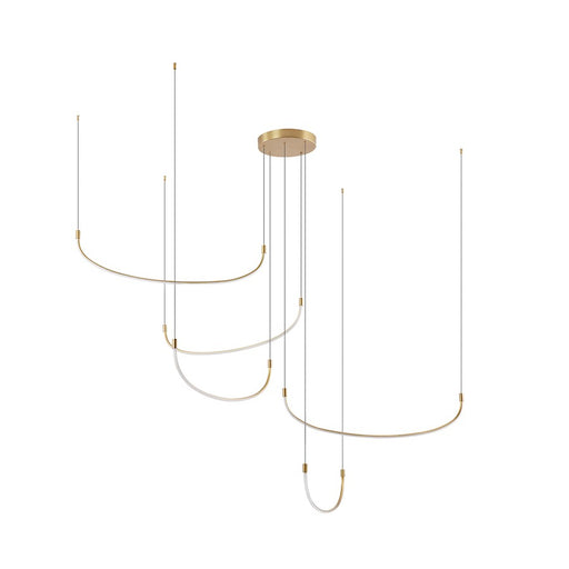 Kuzco Talis 70in 1-Light Multi Pendant | Modern Brushed Gold Aluminum and White Silicone Diffuser | Kitchen Island & Dining Room | Model MP89570-BG