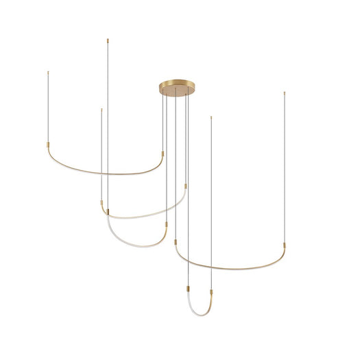 Kuzco Talis 70in 1-Light Multi Pendant | Modern Brushed Gold Aluminum and White Silicone Diffuser | Kitchen Island & Dining | Model MP89570-BG-UNV